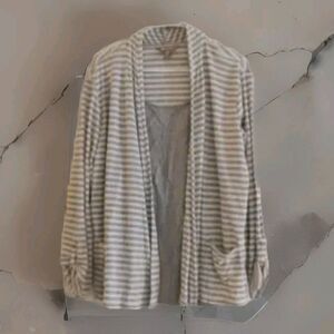 WHITE STAG Women's Size XL Gray Tank With Attached Gray And White  Cardigan